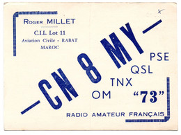 CARTE - RADIO - QSL - MAROC - RABAT - AVIATION - 1957 - Altri & Non Classificati