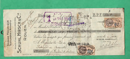 76 Seine Maritime Rouen Tissage Mecanique Schuhl Hirsch Et Cie Mandat Cheque 1934 (format 10,7cm X 27cm ) - Schecks  Und Reiseschecks