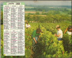 Calendrier Almanach Des PTT  1988  OBERTHUR   -   Photos Vendange Et Moisson -  Pages Intérieures Du PAS De CALAIS - Grand Format : 1981-90