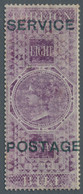 Indien - Dienstmarken: 1866, "Victoria"-"Foreign Bill"-stamp, 8 Anna Violet, With Overprint "SERVICE - Sellos De Servicio