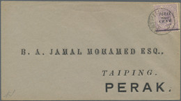 Malaiische Staaten - Perak: 1891 1c. On 6c. Lilac, Ovpt. Type 30, Used On Locally Addressed Taiping - Perak