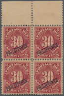 Philippinen - Portomarken: 1899-1901 Postage Due 30c Deep Claret Top Marginal Block Of Four, Mint Wi - Filipinas