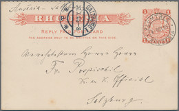 Rhodesien: 1905 (4.10.), Reply-postcard 1d.+1d. Coat Of Arms Used From PLUMTREE To Salzburg/Austria - Other & Unclassified
