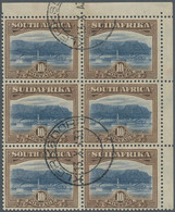 Südafrika: 1927, Definitives "Pictorials", 10s. Bright Blue/brown, Block Of Six From The Upper Right - Usados