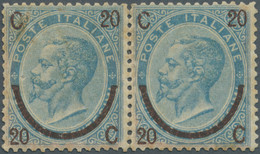 Italien: 1865, 20c. On 15c. Blue, Type I, Horizontal Pair Of Good Centering, Normally Perforated, Mi - Nuevos