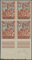 Italien: 1928, 50 C Red-brown/light-blue In Block Of Four From The Lower Margin Of The Sheet, Imperf - Nuevos