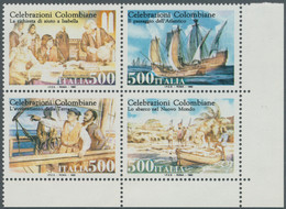 Italien: 1992, 500 Years Discovery Of America Se-tenant Set Of Four With MISSING COLOURS (red, Green - 2001-10:  Nuevos