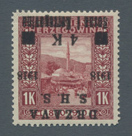 Jugoslawien: 1918, Freimarke 4 Kronen Auf 1 Krone Rotbraun Mit Kopstehendem Aufdruck In Tadelloser P - Unused Stamps