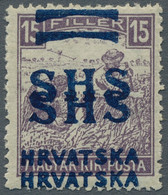 Jugoslawien: 1918, "15 F. Violet, White Figure Of Value With Double Overprint", Mint Hinged, Very Fr - Unused Stamps
