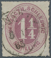 Schleswig-Holstein - Marken Und Briefe: 1865, 1 1/4 S. Rotlila Mit Abart: Weißer Strich Vom Unterran - Other & Unclassified