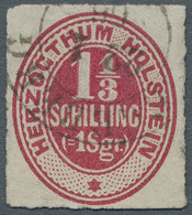 Schleswig-Holstein - Marken Und Briefe: 1865, 1 1/3 S. Rotkarmin, Seltene Tiefe Farbe, Zarter K2 "SE - Other & Unclassified