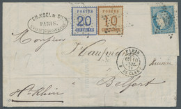 Elsass-Lothringen - Marken Und Briefe: 1870, Freimarken 10 Und 20 Centimes Mit Netzwerk Mit Spitzen - Other & Unclassified