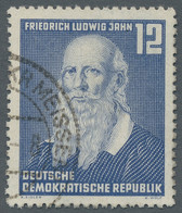 DDR: 1952, "12 Pfg. Jahn Mit Gutem Wasserzeichen X I Und Geripptem Papier Mit Fehlerhaftem Kreideauf - Used Stamps