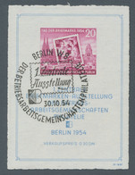 DDR: 1954, Briefmarkenausst. Berlin-Block Mit ESST Mit Sog. Büttenrand (durch Unscharfern Zuschnitt - Used Stamps