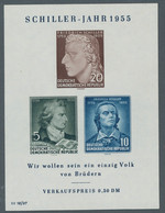 DDR: 1955, "Schillerblock Mit Plattenfehler II", Postfrischer Block In Tadelloser Erhaltung, Gepr. M - Unused Stamps