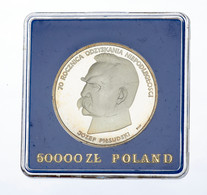 Polen: 1988, 50.000 Zloty-Sonderprägung Mit Abbildung "Jozef Pilsudski" Aus 750er Silber In Der Orig - Polonia