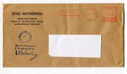 1977 Stad Antwerpen Enveloppe Met Rode Frankering En Stempel Van Gemeentebestuur PT5 - Other & Unclassified