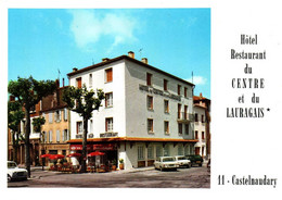 4007 Carte Postale PUB   CASTELNAUDARY Hôtel Restaurant De Centre Et Du Lauragais (voiture Ancienne) 4L 204 11 Aude - Castelnaudary