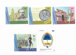 ARGENTINA 2003 HISTORICAL COMMEMORATIONS PERSONALITIES COAT SET OF 5 MINT NH - Nuovi