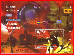 ESPAÑA - CORRESPONSALES DE PRENSA - AÑO 2002 - NUEVO - VALOR 0,75 € - Hojas Conmemorativas