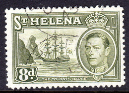 ST HELENA - 1938-1944 GVI 1940 DEFINITIVE 8d SAGE-GREEN USED SG 136a - Saint Helena Island