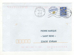 Enveloppe Prêt à Poster FRANCE 20g Oblitération LA ROCHETTE 03/04/2009 - PAP: Aufdrucke/Blaues Logo