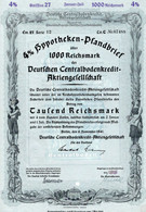 Germany - Berlin 1941 - Deutsche Centralbodenkredit Aktiengesellschaft - 4 %  Hyppotheken über 1000 Reichsmark. - Banca & Assicurazione