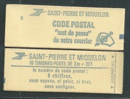 St Pierre Et Miquelon Carnet N° C 464 XX  Carnet De 10 X 2 F. 20 Liberté De Gandon, Le Carnet TB - Booklets