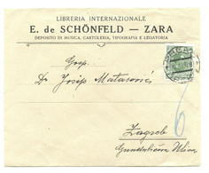 Libreria Internazionale E. De Schönfeld Zara Posted 1928 Preko To Zagreb B201101 - Croacia