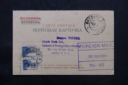 U.R.S.S. - Carte D'un Envoi En Recommandé ( Voir Au Dos ) De Moscou Pour Londres En 1924 - L 75392 - Lettres & Documents