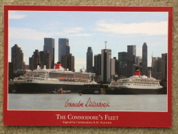 CUNARD QUEEN ELIZABETH 2 (QE2) AND QUEEN MARY 2 (QM2) IN NEW YORK 25.4.2004. COMMODORE WARWICK FACSIMILE SIGNATURE - Paquebote