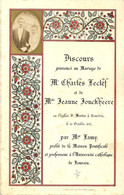 REF2222/ Discours Prononcé Au Mariage De Mr.&Mme Leclef Jonckheere Courtrai 1/10/1891 - Wedding