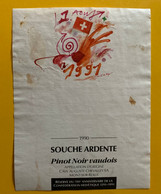 16667 - 700e De La Confédération Souche Ardente 1990 Pinot Noir Illustration Jean Tinguely - 700ème De La Confédération Helvétique