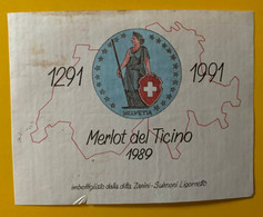 16672 - 700e De La Confédération Merlot Del Ticino 1989 - 700 Años De La Confederación Helvética