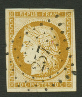 10c CERES (n°1) Obl. PC 257. Signé BRUN + SCHELLER. Superbe. - 1849-1850 Cérès