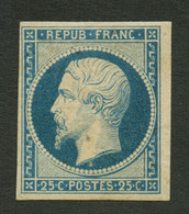 25c REPUBLIQUE Bleu Fonçé (n°10a) Neuf * Avec Aminci. Cote 6750€. Signé CALVES. Aspect Superbe. - Other & Unclassified