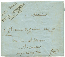 1806 PORT PAYE + POSTE FRANCAISE A NAPLES Sur Lettre Avec Texte De NAPLES Pour La FRANCE. Superbe Qualité. - Sellos De La Armada (antes De 1900)