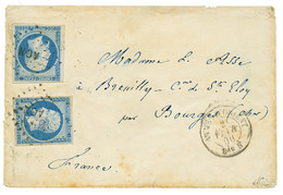 "BUREAU N - Double Port" : 1856 20c(n°14)x2 TB Margés Obl. AON + ARMEE D'ORIENT Bau N Sur Enveloppe Pour La FRANCE. RARE - Army Postmarks (before 1900)