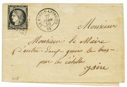 1850 20c (n°3) Pd Bl. Grille + T.15 LA MURE-S-AZEGUES Sur Lettre. Cote 340€. TB. - 1849-1850 Ceres