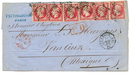 "4F80 Pour Le MEXIQUE" : 1862 80c (n°17) X6 Obl. ETOILE Pleine Sur Lettre De PARIS Pour VERA-CRUZ. Affrt Rare. TB. - 1853-1860 Napoléon III