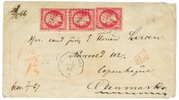 1866 80c (n°24)x3 Obl. ANCRE + BUENOS-AYRES Sur Enveloppe Pour COPENHAGUE (DANEMARK). Destination Trés Rare Pour Une Let - 1863-1870 Napoleon III With Laurels