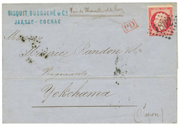1867 80c (n°24) Obl. GC 1862 + Sur Lettre Pour YOKOHAMA JAPON. Verso, YOKOHAMA Bau FRANCAIS. TTB. - 1863-1870 Napoleon III With Laurels
