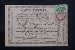 FRANCE - Carte Précurseur De Bordeaux Pour Crest En 1876, Affranchissement Cérès 5 Et 10ct - L 75491 - Precursor Cards