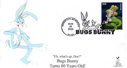 Bugs Bunny 80th Anniversary First Day Cover, With Black & White Pictorial Local Postmark  #6 Of 10 - 2011-...