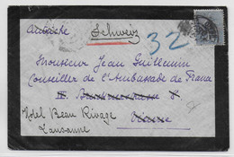 1906 - SEMEUSE SEUL Sur LETTRE De PARIS => WIEN (AUTRICHE) Puis READRESSEE => LAUSANNE (SUISSE) ! - 1903-60 Semeuse A Righe