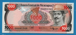 NICARAGUA  5.000 Córdobas   11.06.1985 Série G # 00081348  P# 146 General Benjamin Zeledon - Nicaragua