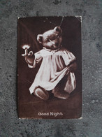 SHEAHAN BOSTON CARTE POSTALE CP POSTCARD GOOD NIGHT BEAR OURS CANDLE 1907 TBE - Dolls