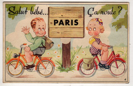 75 : Paris  : Carte à Systèmes : 10 Vues. :  Salut Bébé ça Roule ? - Cartoline Con Meccanismi