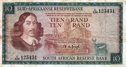 SOUTH AFRICA 10 RAND ND (1967-74) P-114b F-VF "free Shipping Via Regular Air Mail. (buyer Risk)" - Suráfrica