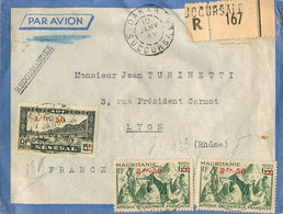 SENEGAL - DAKAR - LETTRE Vers FRANCE - TIMBRE SENEGAL A.O.F. N°189 + DEUX TIMBRES  N° 133 De MAURITANIE A.O.F. RECO/AVIO - Storia Postale